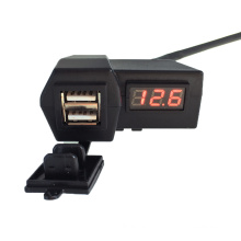 12-24V Car Motorcycle Digital Voltmeter Dual USB Charger LED Display